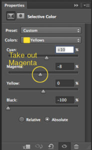 Color correction with Selective Color adjustment layer