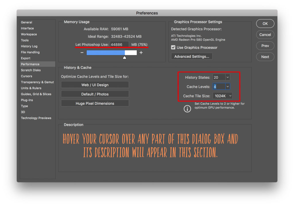 size settings in photoshop for mac