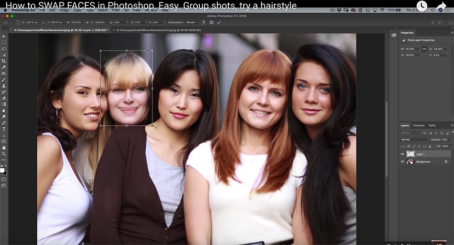 Screenshot from the video tutorial Swapping Faces In Photoshop