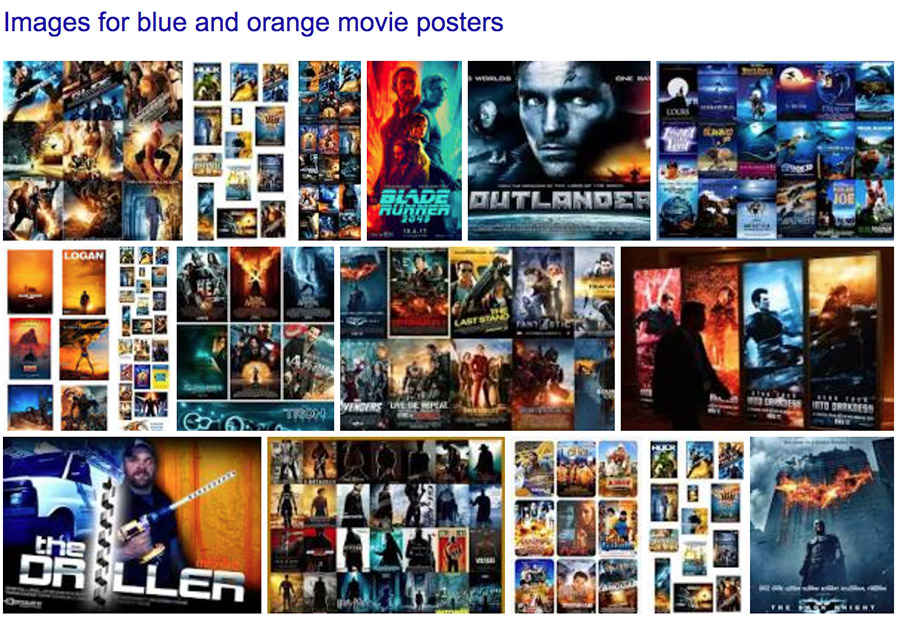 Blue and orange color scheme in movie posters