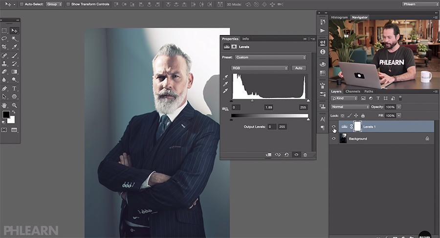 Lifting shadows in Photoshop can result in overblown highlights using the Levels tool.